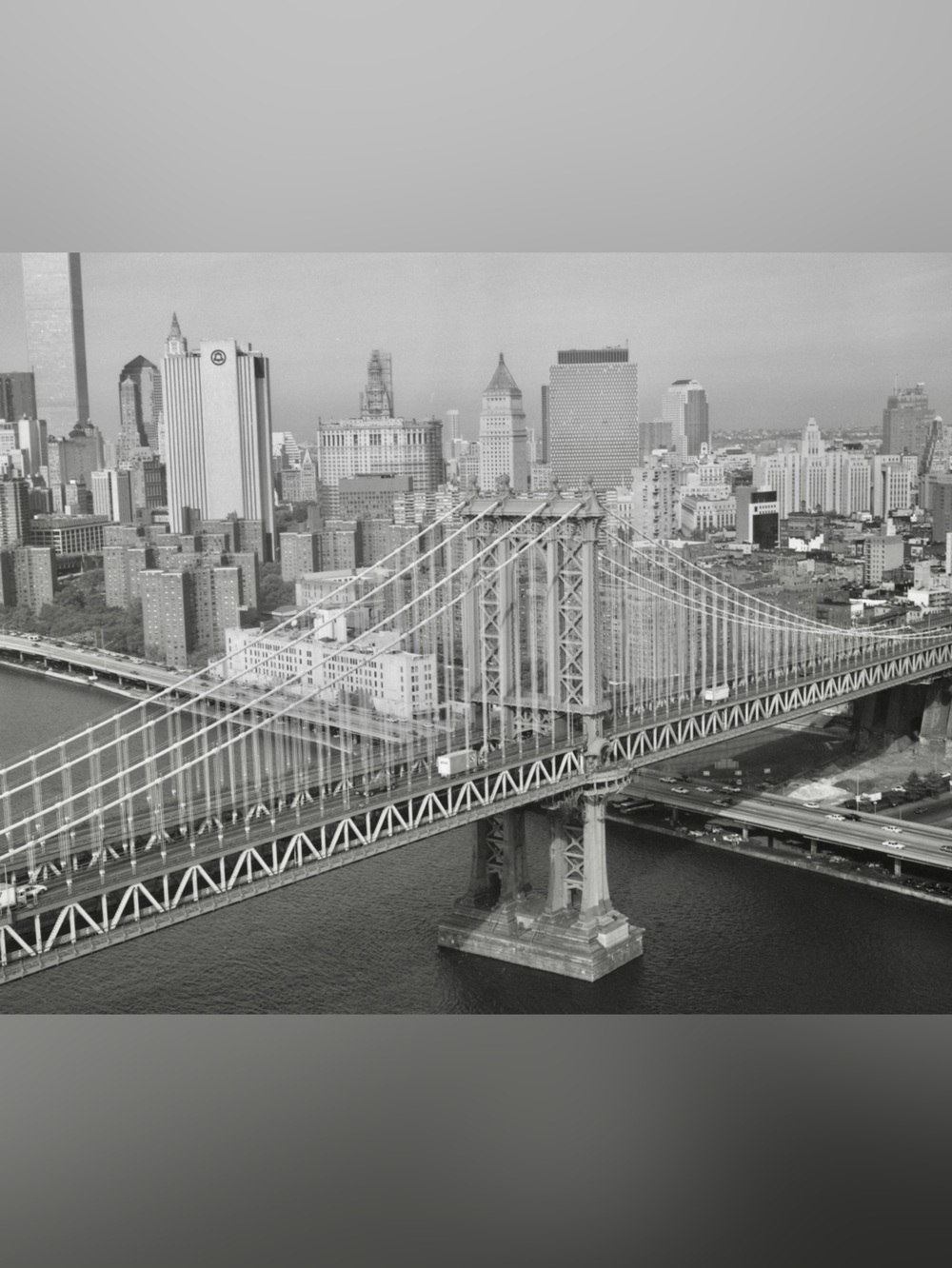 1991 Manhattan Bridge East River Flatbush Avenue New York 8x10 Photo Print #1